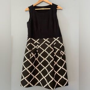 Nine West Black and White Geometric Midi Dress